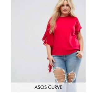 ASOS Curve Tshirt with Dramatic Asymmetric Sleeve